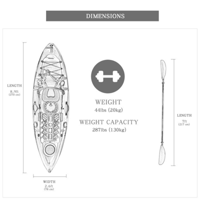 1 persoon WOOWAVE Canoe Kayak Zeil voor paddelaars Max 1 laadvermogen 130kgs/287lbs