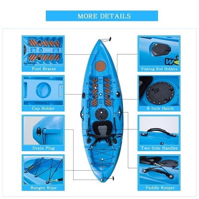 Gepersonaliseerde kleuren en enkelvoudige visserskajak voor het varen gemaakt van LLDPE/HDPE materiaal