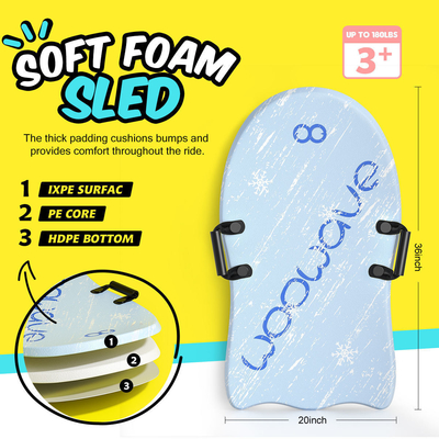 Gepersonaliseerde 36 inch skiplank sneeuw slee van schuim voor alle berg avonturen