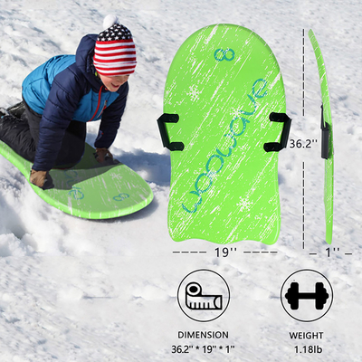 3&quot; Woowave Duurzame Groene Volwassen Snow Ski Sled Beste Schuim Slee voor Kinderen en Volwassenen 1&quot; Board Dikte