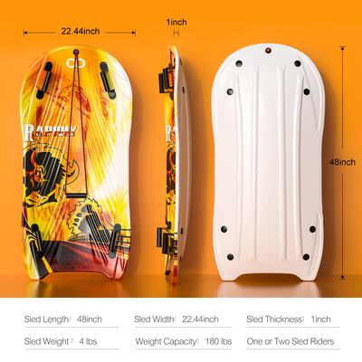 Volwassenen 122cm Woowove Custom Snowboard Foam HDPE Plastic Snow Sled met 2 handvaten Trek touw