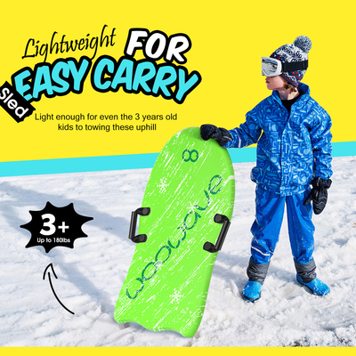 36 inch groene PE sneeuw slee voor winter skiboard lichtgewicht en duurzaam