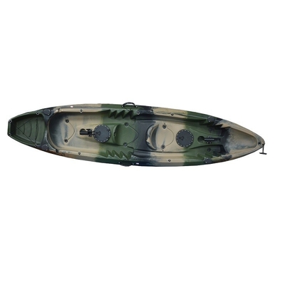 Dubbele vissers kano/kajakboot met visstokhouders camouflage of op maat