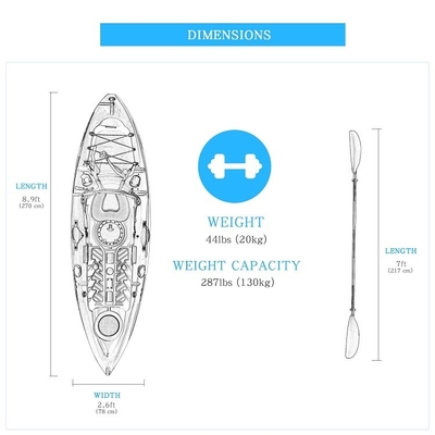 Ervaar de beste bootvaart met Woowave 2.7m Single Fishing Kayak NO opblaasbare