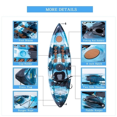 WOOWAVE Camouflage Eénpersoons plastic kajak voor roeien en toeren Lengte m 2,1 3m