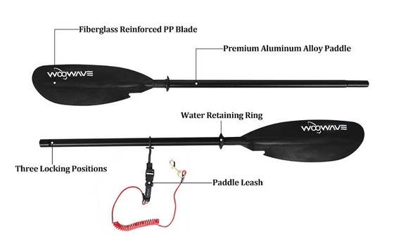 Gelegenheid meren rivieren woowave kajak peddel aluminium legering schacht 2 stukken verstelbare boot peddel
