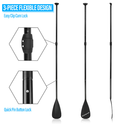 3-delige Woowave Aluminium opblaasbare Sup Paddle met lichtgewicht en verstelbaar ontwerp