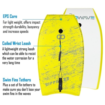 Soft Surfboard voor watervermaak Rijder Hoogte 2'-4' 60cm-120cm Geel Avontuur
