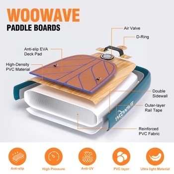 Gepersonaliseerde kleur Surf Leash Woowave ISUP Bodyboard 10'2 'voor Lakes Rivers en Design
