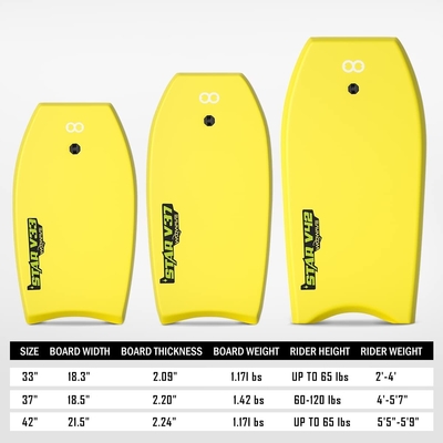 Blauw/geel/groen 33' IXPE Body Board voor kinderen EPS Core Water Sport Surf Bodyboards
