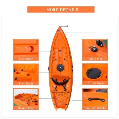 LLDPE/HDPE materiaal 2,2m Oranje kajak kano voor watersporten en gezinsplezier