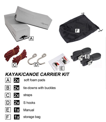 50 kgs laadvermogen Car Top Carrier Roof Kit voor kajak/ kano Woven Label of PVC Label