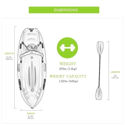 Modulaire Pedal Fishing Kayak Gemakkelijk splitsen Ontwerp voor 1-2 personen past bij de vissersbehoeften