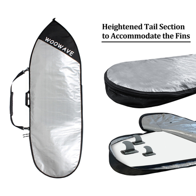 Ocean Waters Surfboard Bag Cover past twee meter lange planken met vinnen en houdt ze veilig