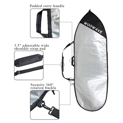 Ocean Waters Surfboard Bag Cover past twee meter lange planken met vinnen en houdt ze veilig