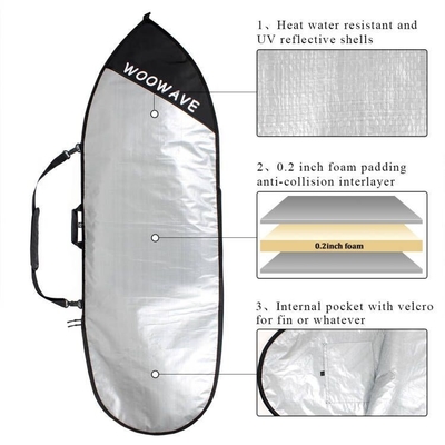 Ocean Waters Surfboard Bag Cover past twee meter lange planken met vinnen en houdt ze veilig