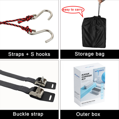 WOOWAVE Deluxe Soft Foam Block Canoe Carrier Kit voor meren en rivieren Makkelijk te installeren