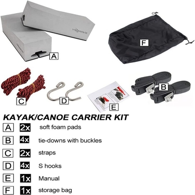 EVA Foam Roof Rack Pads voor meren rivieren WOOWAVE Deluxe Kayak Carrier Kit 12 inch