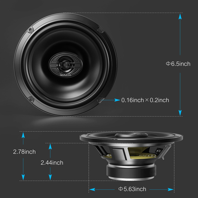 Set van 2 Full Range Coaxial Car Speakers met 6.5 inch Subwoofer en 1500Hz Tweeter