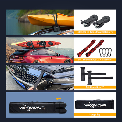 Draagbare tas inclusief geweven label logo zacht kajak dakrek voor alle auto's