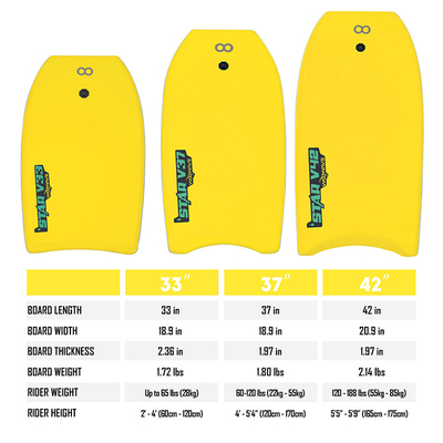 WOOWAVE 33&quot; 37&quot; 42&quot; Bodyboard PROFESSIONAL LEVEL OF PRACTICE EPS Design Leash inbegrepen
