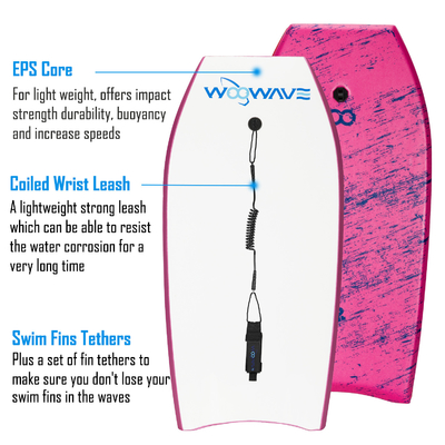 41 Inch Kids Swim Surfboard Roze Body Board Bodyboard met riem EPS XPE HDPE materiaal