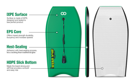 20.9 inch Board Breed Woowave EVA Surfboard Bodyboard met Bodyboard Leash Groen