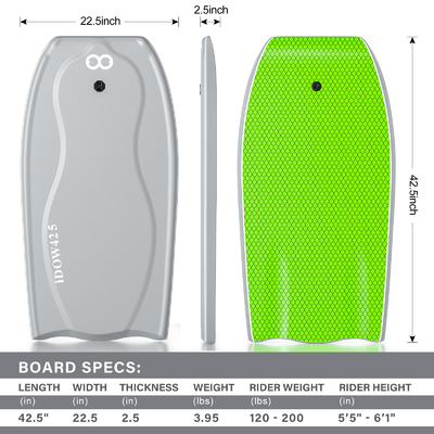 22.5 inch Surf Bodyboard met Carbon Rod Innerlijk Ondersteuning en Lichtgewicht Design